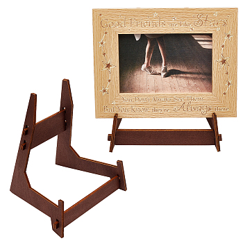 2 Sets Solid Wood Photo Frame Stand, Plate Storage Easel Display, Coconut Brown, 12x9x8cm