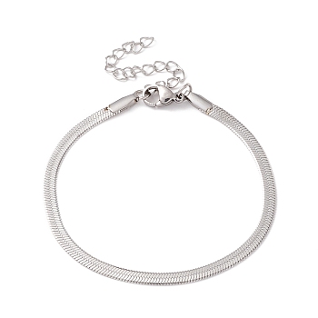 304 Stainless Steel Herringbone Chains Bracelet for Men Women, Stainless Steel Color, Wide: 3mm, 6-1/2 inch(16.5cm)