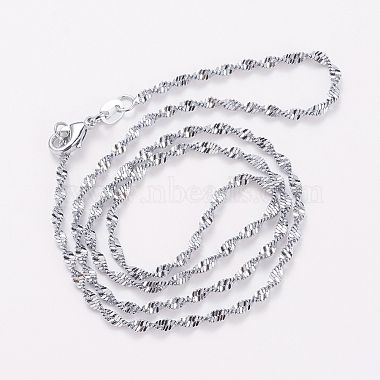 Stainless Steel Singapore Chain Necklaces(NJEW-D117-01P)-2