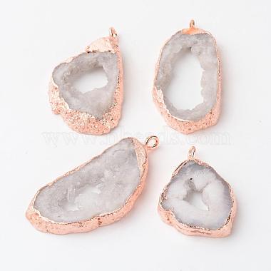 Rose Gold Nuggets Natural Agate Pendants