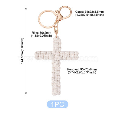 Cotton Cord Cross Keychains(AJEW-TAC0031-03C)-3