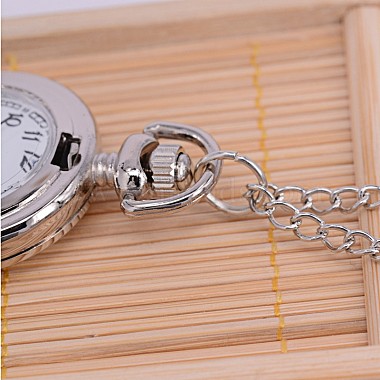 Alloy Flat Round with Cat Printed Porcelain Openable Pendant Necklace Quartz Pocket Watch(WACH-M126-33)-4