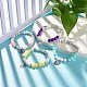 Natural Malaysia Jade(Dyed) & Howlite Round Beads Stretch Bracelet with Leaf Charm for Women(BJEW-JB07504)-3