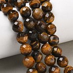 Natural Tiger Eye Beads Strands, Faceted, Round, 10.5~11mm, Hole: 1.2mm, about 39~42pcs/strand, 15.16~15.47''(38.5~39.3cm)(GG-CBA12F1-A02-10MM)