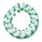 Handmade Glass Enamel Beads, Hand Painted Beads, Christmas Stocking, Lime Green, 17.5~22.5x21.5~22.5x10.5~11.5mm, Hole: 1.6mm(GLAA-K070-04A)
