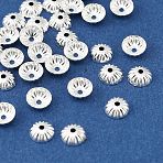 Brass Bead Caps, Lead Free & Cadmium Free & Nickel Free, Half Round, Silver, 5x2mm, Hole: 1mm(KK-H258-20S)