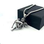 304 Stainless Steel Angel Pendant Punk Retro Necklaces for Men, Stainless Steel Color, 23.62 inch(60cm), pendant:48x33mm(DL5553)