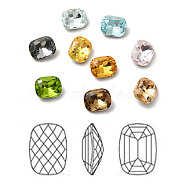 Faceted K9 Glass Rhinestone Cabochons, Pointed Back & Back Plated, Rectangle, Mixed Color, 8x6x3mm(GGLA-R042-01B)