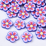 Handmade Polymer Clay Cabochons, Flower, Pink, 7.5~10x1~2mm, about 3275pcs/655g(CLAY-R087-12C)