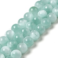 Natural Glass Beads Strands, Grade A, Round, Undyed, Aqua Blue, 6mm, Hole: 0.9mm, about 66pcs/strand, 15.5~15.7''(39.37~39.88cm)(G-I247-31A)