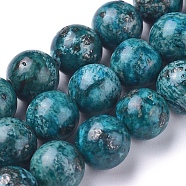 Natural African Pyrite Beads Strands, Dyed, Round, 8mm, Hole: 0.8mm, about 52 pcs/Strand, 15.94 inch(40.5 cm)(G-D0006-C04-8mm-01)