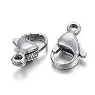304 Stainless Steel Lobster Claw Clasps, Parrot Trigger Clasps, Stainless Steel Color, 13x8x4mm, Hole: 1.5mm(STAS-F182-01P-B)