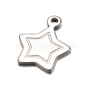201 Stainless Steel Charms, Heart, Tag Charms, Stainless Steel Color, 16.5x13.5x1mm, Hole: 1.5mm(X-STAS-D429-45)