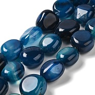 Natural Agate Beads Strands, Dyed & Heated, Nuggets, Tumbled Stone, Steel Blue, 14~15x10~14x8~9.5mm, Hole: 1.6mm, about 12~13pcs/strand, 7.09~7.48''(18~19cm)(G-H295-D01-02)