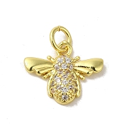 Real 18K Gold Plated Brass Pave Cubic Zirconia Pendants, with Jump Rings, Butterfly, Clear, 12.5x14.5x2.5mm, Hole: 3mm(KK-M283-04C-01)