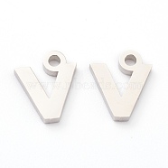 304 Stainless Steel Charms, Greek Alphabet, Stainless Steel Color, Letter.N, 9.5x8x1.5mm, Hole: 1.5mm(STAS-G244-01N)
