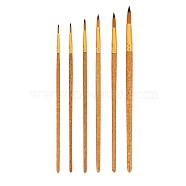 Round & Pointed Brushes 6Pcs Painting Brush, Nylon Hair Brushes with Wood Handle, for Watercolor Painting Artist Professional Painting, Sandy Brown, 26x9cm(PW-WG46842-03)
