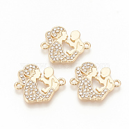 Mother's Day Theme Alloy Rhinestone Links connectors, Mother and Child, Crystal, 20.5x23.5x2mm, Hole: 1.6mm(X-ALRI-Q235-008G-01)