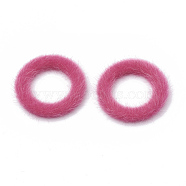 Faux Mink Fur Covered Linking Rings, with Aluminum Bottom, Ring, Platinum, Deep Pink, 36x4mm(X-WOVE-N009-03H)