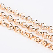 Iron Rolo Chains, Belcher Chain, Unwelded, with Spool, Long-Lasting Plated, Light Gold, 4x1mm, about 164.04 Feet(50m)/roll(CH-S078-01)
