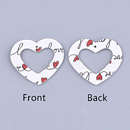 PU Leather Pendants, Heart, For Valentine's Day Jewelry Making, White, 35x39x1.5mm, Hole: 1.4mm(FIND-S299-45H)