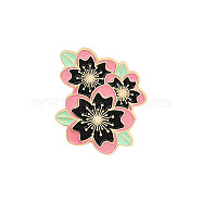 Creative Zinc Alloy Brooches, Enamel Lapel Pin, with Iron Butterfly Clutches or Rubber Clutches, Flower, Golden, Black, 30x25mm, Pin: 1mm(JEWB-S010-018C)