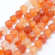 Natural Carnelian Beads Strands, Star Cut Round Beads, Dyed & Heated, Faceted, 8~8.5mm, Hole: 1mm, about 48~50pcs/strand, 14.9~15.1 inch(38~38.5cm)(G-F523-31-8mm)