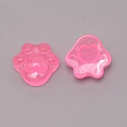 Transparent Resin Cabochons, with Glitter Powder, Cat Claw, Hot Pink, 16.5x16.5x8mm(RESI-CJC0013-03C)