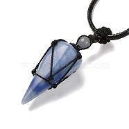 Natural Blue Aventurine Pendants Necklaces, with Waxed Cord and Nylon Cord, Cone, 31.18 inch~33 inch(79.2~84cm), 1.5~2mm(NJEW-E140-A14)