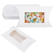 Paper Pillow Candy Boxes, Gift Boexes, with PVC Visible Window, for Wedding Favors Baby Shower Birthday Party Supplies, White, 17.5x11x3.7cm, 15pcs(CON-BC0007-07B)