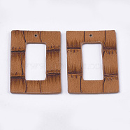 PU Leather Pendants, Rectangle, Chocolate, 43x28.5x1.5mm, Hole: 1.5mm(FIND-S299-02C)
