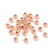 304 Stainless Steel Beads, Round, Rose Gold, 3x2mm, Hole: 1.2mm(STAS-H400-3mm-45RG)