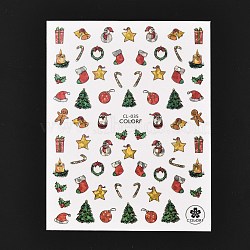 Christmas Theme Self Adhesive Nail Art Stickers, DIY Nail Art Decoration, Santa Claus, 10.2x8cm(MRMJ-A003-01B)