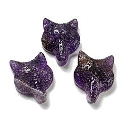 Natural Amethyst Pendants, Fox Charms, 35.5~37x27~28x12~13mm, Hole: 1.3mm(G-M417-07C)