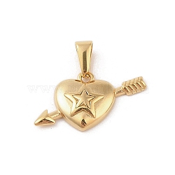 PVD Vacuum Plating 304 Stainless Steel Pendants, One Arrow Tthrough the Heart Charm, Golden, 14.5x24.5x4mm, Hole: 6x3mm(STAS-R232-09G)