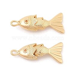 Brass Micro Pave Clear Cubic Zirconia Pendants, Fish Charms, Real 18K Gold Plated, 22x9x5mm, Hole: 1mm(KK-C080-02A-G)