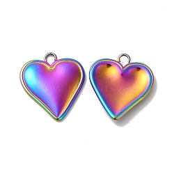 Ion Plating(IP) 304 Stainless Steel Pendants, Heart Charm, Rainbow Color, 23x20x3mm, Hole: 2.5mm(STAS-H212-35MC)