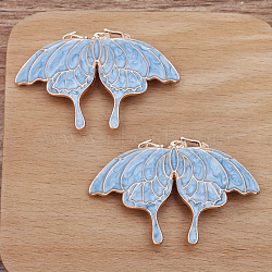 Alloy & Enamel Chandelier Component Links, Butterfly, Light Sky Blue, 59x39mm(PW-WG33743-01)