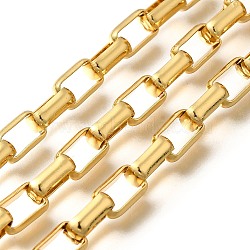 Rectangle Brass Link Chains, Long-Lasting, Lead Free & Cadmium Free, Unwelded, with Spool, Real 18K Gold Plated, 10x6.5x3mm(CHC-Q020-01G)