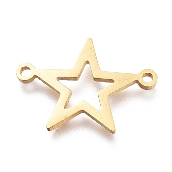 304 Stainless Steel Links Connectors, Laser Cut, Star, Golden, 15x20.5x1mm, Hole: 1.5mm