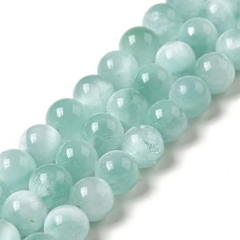 Natural Glass Beads Strands, Grade A, Round, Undyed, Aqua Blue, 6mm, Hole: 0.9mm, about 66pcs/strand, 15.5~15.7''(39.37~39.88cm)