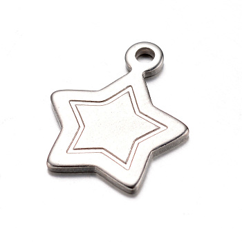 201 Stainless Steel Charms, Heart, Tag Charms, Stainless Steel Color, 16.5x13.5x1mm, Hole: 1.5mm