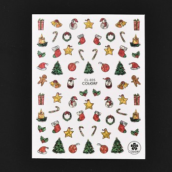 Christmas Theme Self Adhesive Nail Art Stickers, DIY Nail Art Decoration, Santa Claus, 10.2x8cm