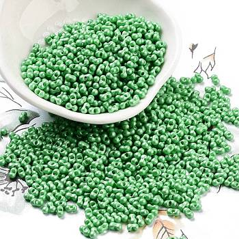 Opaque Colours Glass Seed Beads, Peanut, Medium Sea Green, 2x4x2mm, Hole: 0.8mm, about 45000pcs/pound