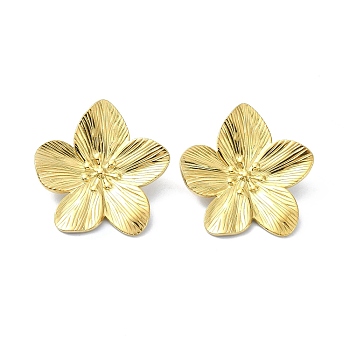 Non-Tarnish 304 Stainless Steel Stud Earrings, Flower, Stainless Steel Color, 32x31mm