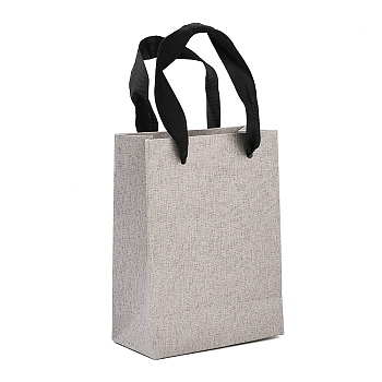 Paper Gift Tote Bags with Nylon Black Ribbon Handles, for Wedding Birthday Baby Shower, Recycled Bags, Rectangle, Gainsboro, 12x6.2x16cm