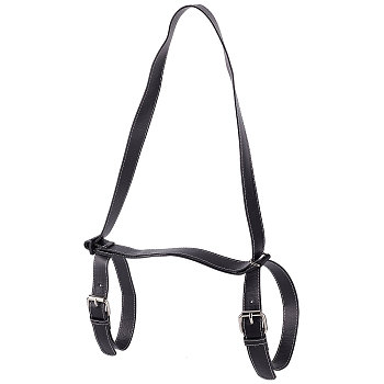 PU Leather Blanket Strap, Yoga Mat Sling, with Iron Buckles, for Outdoor Picnic Camping, Black, 980mm, Inner Diameter: 116~135mm