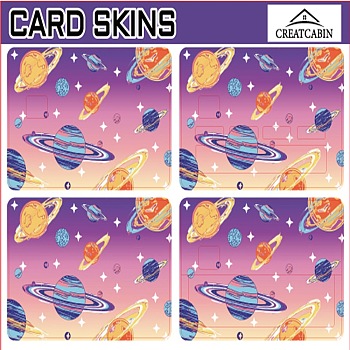 PVC Plastic Waterproof Card Stickers, Self-adhesion Card Skin for Bank Card Decor, Rectangle, Planet, 186.3x137.3mm