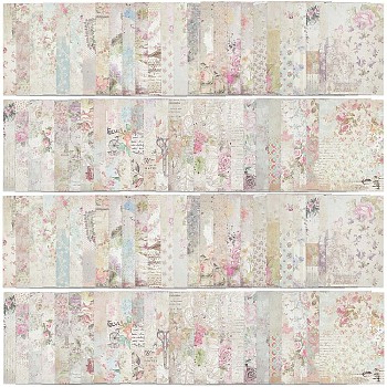 100 Sheets 50 Patterns Flower Theme Scrapbook Paper Pads, Background Paper Pad, for DIY Album Scrapbook, Greeting Card, Diary Decorative, Rectangle, Flower Pattern, 14x10x1.45cm, 2 sheets/pattern