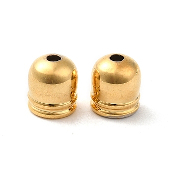 Rack Plating Brass Cord Ends, End Caps, Lead Free & Cadmium Free Free, Long-Lasting Plated, Real 18K Gold Plated, 6.5x7mm, Hole: 1.5mm